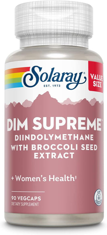 Solaray Dim Supreme 100Mg | Menopause & Estrogen Metabolism Supplement With Broccoli Seed Extract | 90 Vegcaps