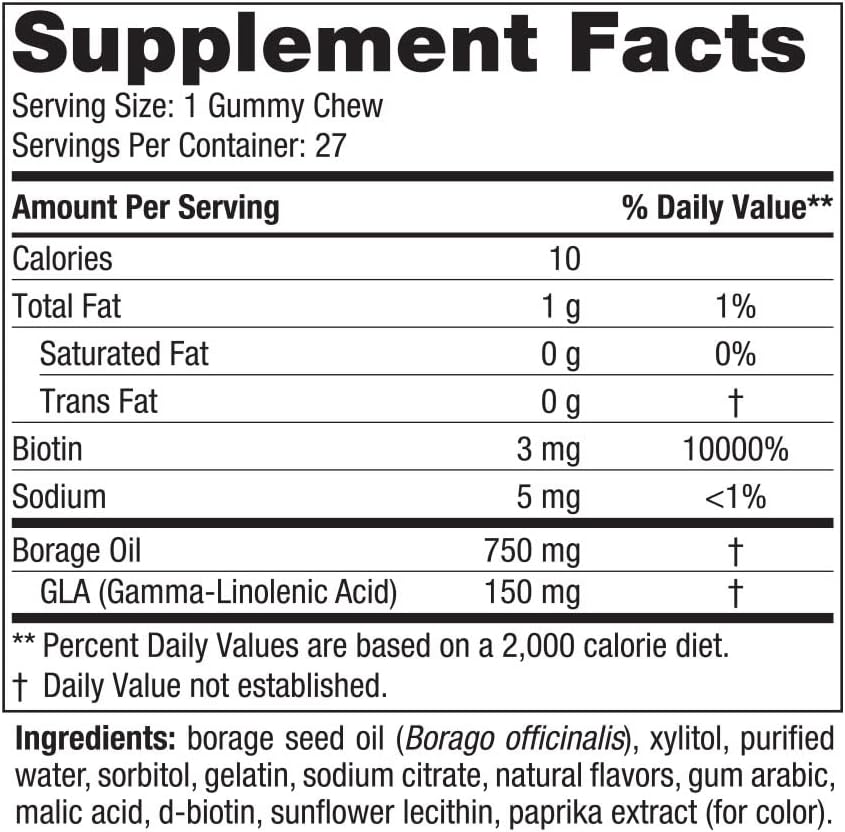 Nordic Naturals Zero Sugar Hair & Skin Gummy Chews, Strawberry Lemonade - 27 Gummy Chews - Biotin + GLA from Borage Oil - Promotes Healthy Balance of Fats in Skin - Non-GMO - 27 Servings
