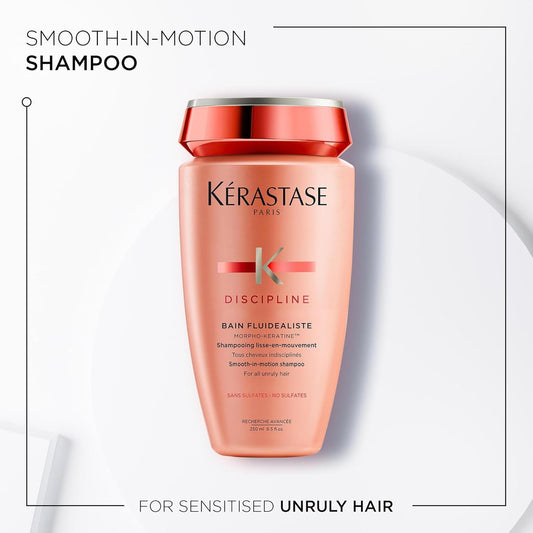 Kérastase Discipline, Smoothing Anti-Frizz Shampoo, For Unruly Hair, Sulphate-Free, Bain Fluidealiste, 250Ml