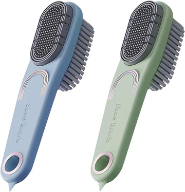 2 Pack Laundry Stain Brush Double-Sided Soft Bristle Cleaning Brush Long Handle Laundry Brush For Stain Removal Clothes Scrub Brush Silicone Soft Brush Household Cleaning Tool