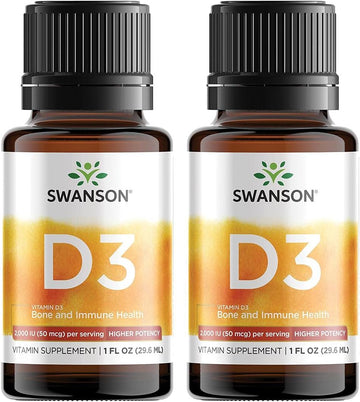 Swanson Vitamin D3 Liquid Drops 400 Iu (50 Mcg) 1 Fl Ounce (29.6 Ml) Liquid (2 Pack)