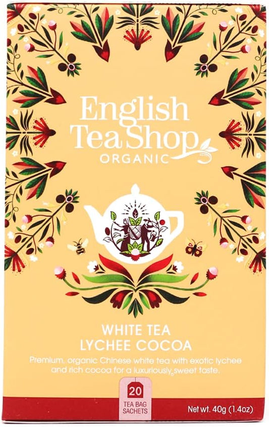 English Tea Shop - White Tea Lychee Cocoa- Pack Of 20 Tea Bag Sachets (Pack Of 6)
