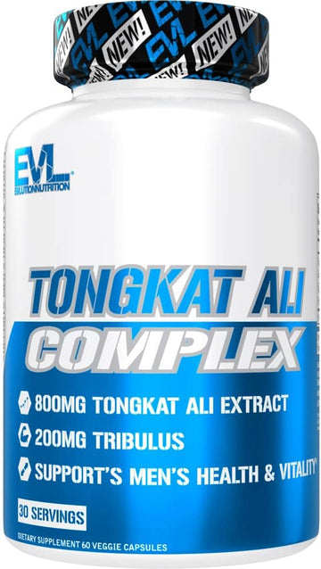Evlution Nutrition Tongkat Ali - MenS Health + Vitality Supplement - 800Mg Tongkat Ali + 200Mg Tribulus - Performance Support - Vegan + Gluten Free Capsules - 30 Servings