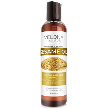 velona Sesame Seed Oil 4 oz | 100% Pure and Natural Carrier Oil | Refined, Expeller Pressed | Cooking, Skin, Hair, Body & Face Moisturizing | Use Today - Enjoy Results