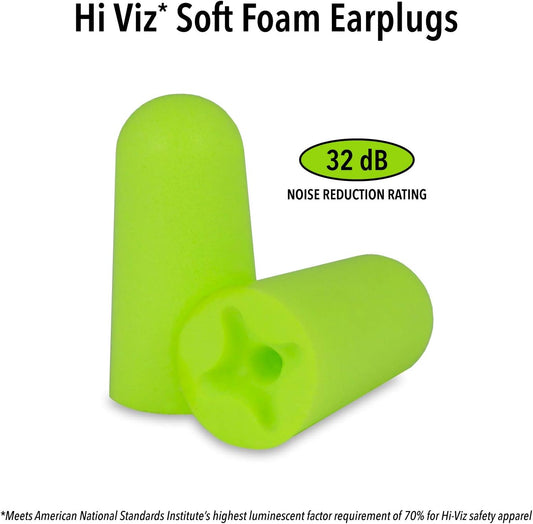 Macks Hi Viz Soft Foam Earplugs, 50 Pair  Most Visible Color, Easy Compliance Checks, 32Db High Nrr  Comfortable, Safe Ear Plugs For Shop Work, Industrial Use, Motor Sports And Shooting