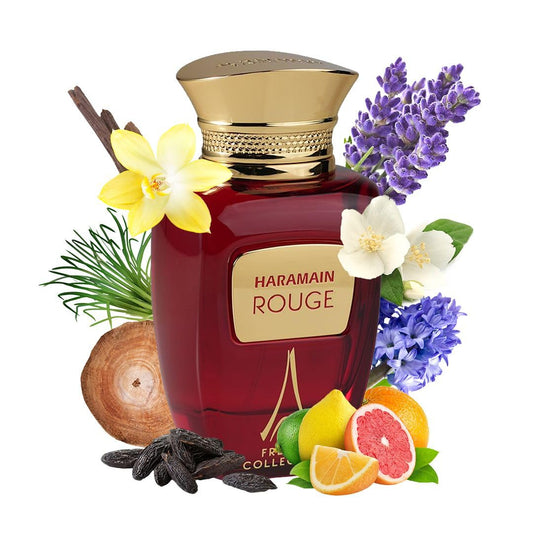 Al Haramain Rouge French Collection For Unisex - Arabian Perfume For Women & Men - Long Lasting Fragrance With Notes Of Lavender, Jasmine, Vanilla - Arabic Cologne - Eau De Parfum - 3.33 Oz Edp Spray