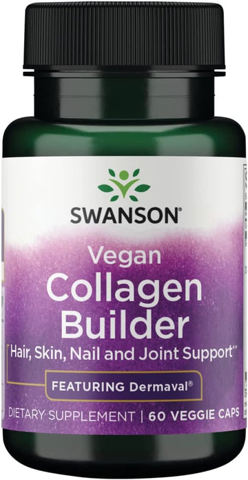 Swanson Vegan Collagen Builder - Featuring Dermaval - Hair, Skin, Nail Health - 60 Veg Caps