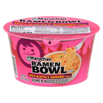 Maruchan Bowl Hot & Spicy Shrimp Flavor, 3.32 Oz, Pack Of 6