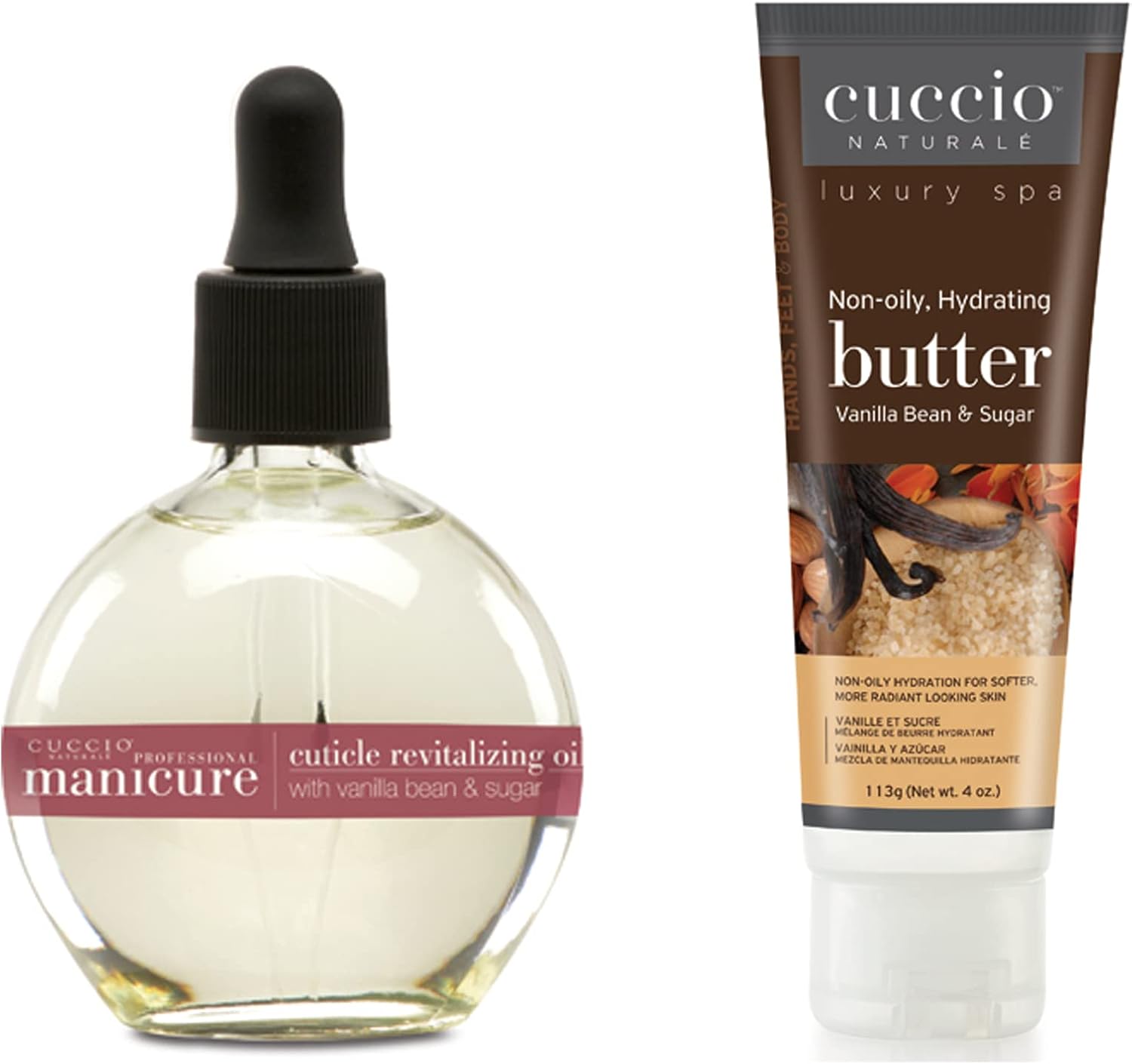 Cuccio Vanilla Bean & Sugar Hydration Essentials Kit- 75ml Cuticle Oil & 4oz Butter Tube, Grey : Amazon.co.uk: Beauty