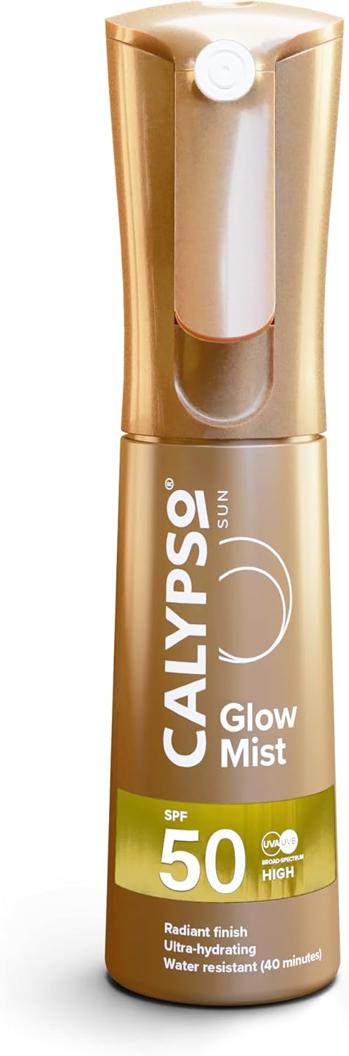 Calypso Glow Mist Spf50 | Radiant Skin Glow Finish, Protective Sun Spray, Water Resistant, Non Sticky Transparent Sunscreen, High Uva & Uvb Protection, 100Ml