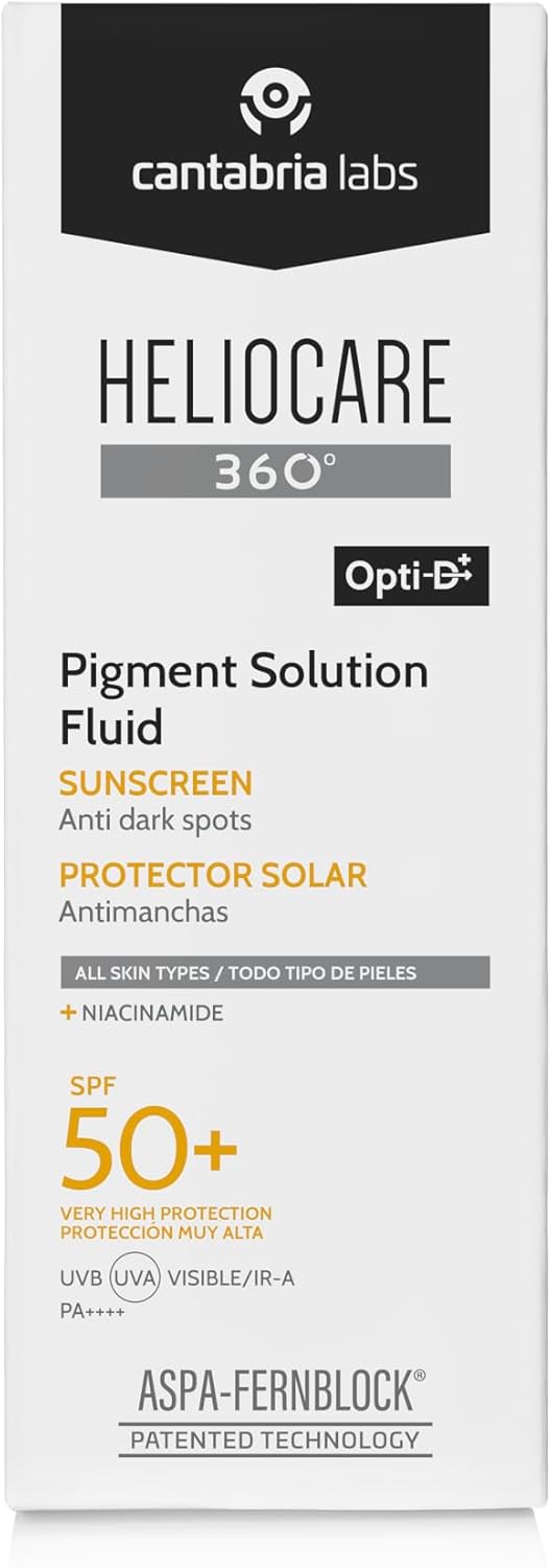 Heliocare 360° Pigment Solution Fluid, Spf50 Sun Cream With Anti-Pigmentation Protection, Protects Against Uva, Uvb, Visible Light And Infrared A-Rays, Water And Sweat Resistant, Vegan (50Ml)