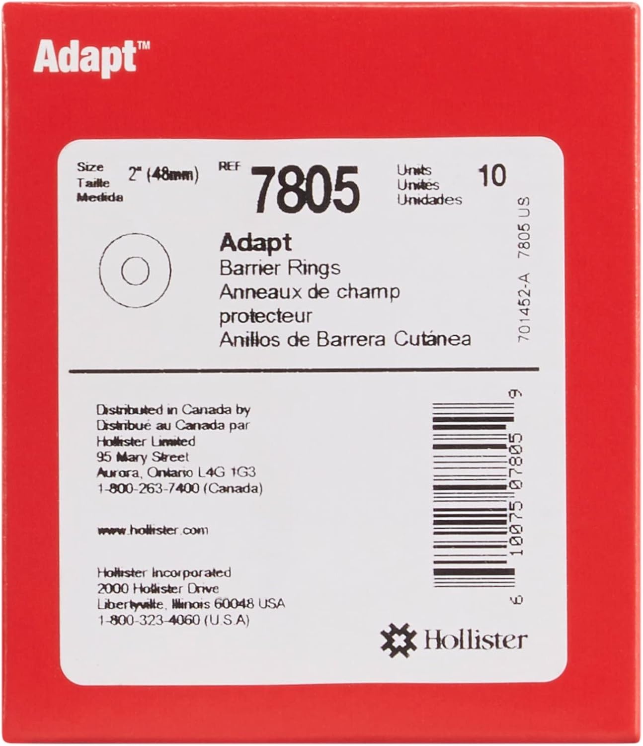 Hollister 7805 Adapt 2” Flat Barrier Rings, 10 Pack – Ostomy Barrier Ring, Ostomy Supplies, Customizable Skin Barrer Ring