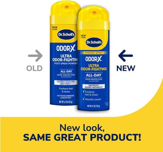 Dr. Scholl'S Odor-X Ultra Odor-Fighting Powder Spray, 4.7 Oz // Destroys Odors Instantly - All-Day Odor Protection - Freshens Feet & Shoes