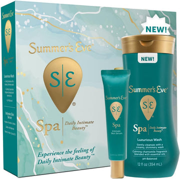 Summer's Eve Spa Set for Women | Gift Box | Women's Post Shave Hydrating Serum, 1oz Tube | Cleansing Feminine Wash, 12oz Bottle, 2 Piece Set