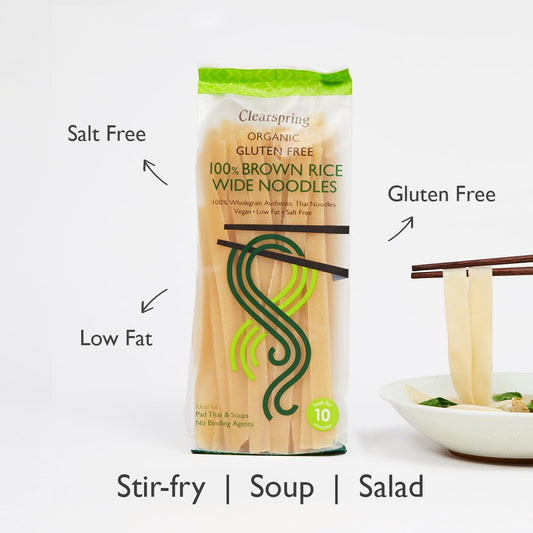 Clearspring Organic Gluten Free 100% Brown Rice Wide Noodles 200G