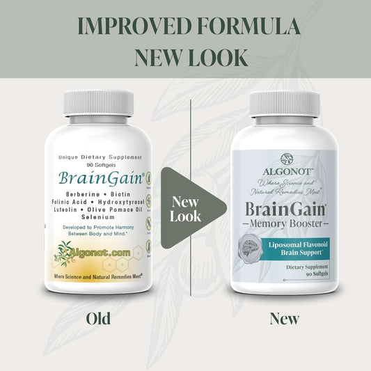 Braingain, Luteolin & Key Ingredients With Evoo. May Support The Body In Reducing Stress While Increasing Cognitive Function. The Only Liposomal Luteolin Products Using Olive Pomace Oil