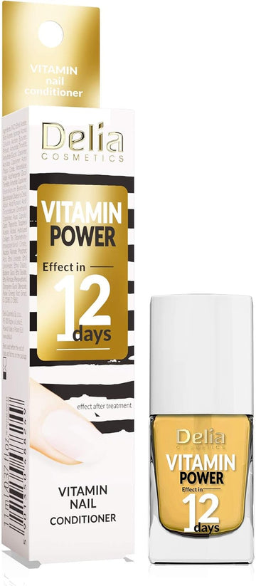 Delia Cosmetics - Vitamin Nail Conditioner - Repair For Weak And Brittle Nails - Rebuild, Nourished, Smooth, Shiny Nails - Vitamin C, E - Result In 12 Days - Fast Drying Formula - 11 Ml