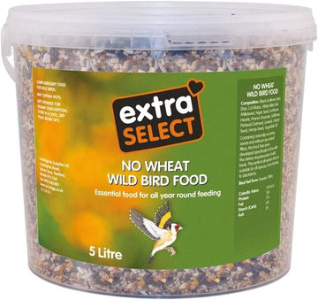 Extra Select No Wheat Wild Bird Food: Wheat Free Bird Seed For All Seasons, Mixed Bird Feed - 5L Tub08Nwb5