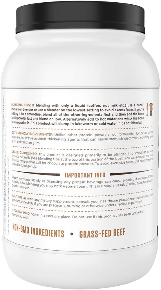 16Oz Vanilla Bone Broth Protein Powder From Grass Fed Beef - Non-Gmo Ingredients, Gut-Friendly, Low Carb Dairy Free Protein Powder - Natural Collagen Source For Joint Support - Keto Friendly : Health & Household