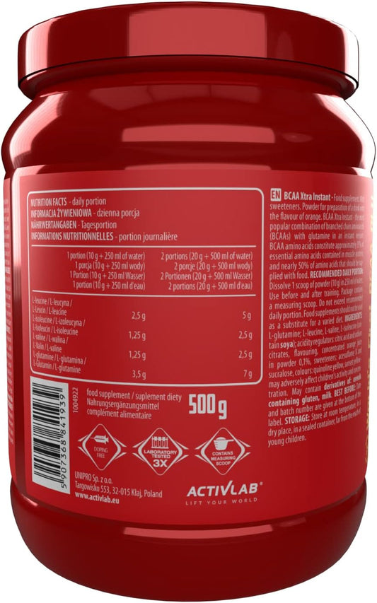 Activlab Bcaa Xtra 500 G (Grapefruit) โ Amino Acids For Muscle Recovery, Endurance, And Performance โ Gym, Bodybuilders And Fitness