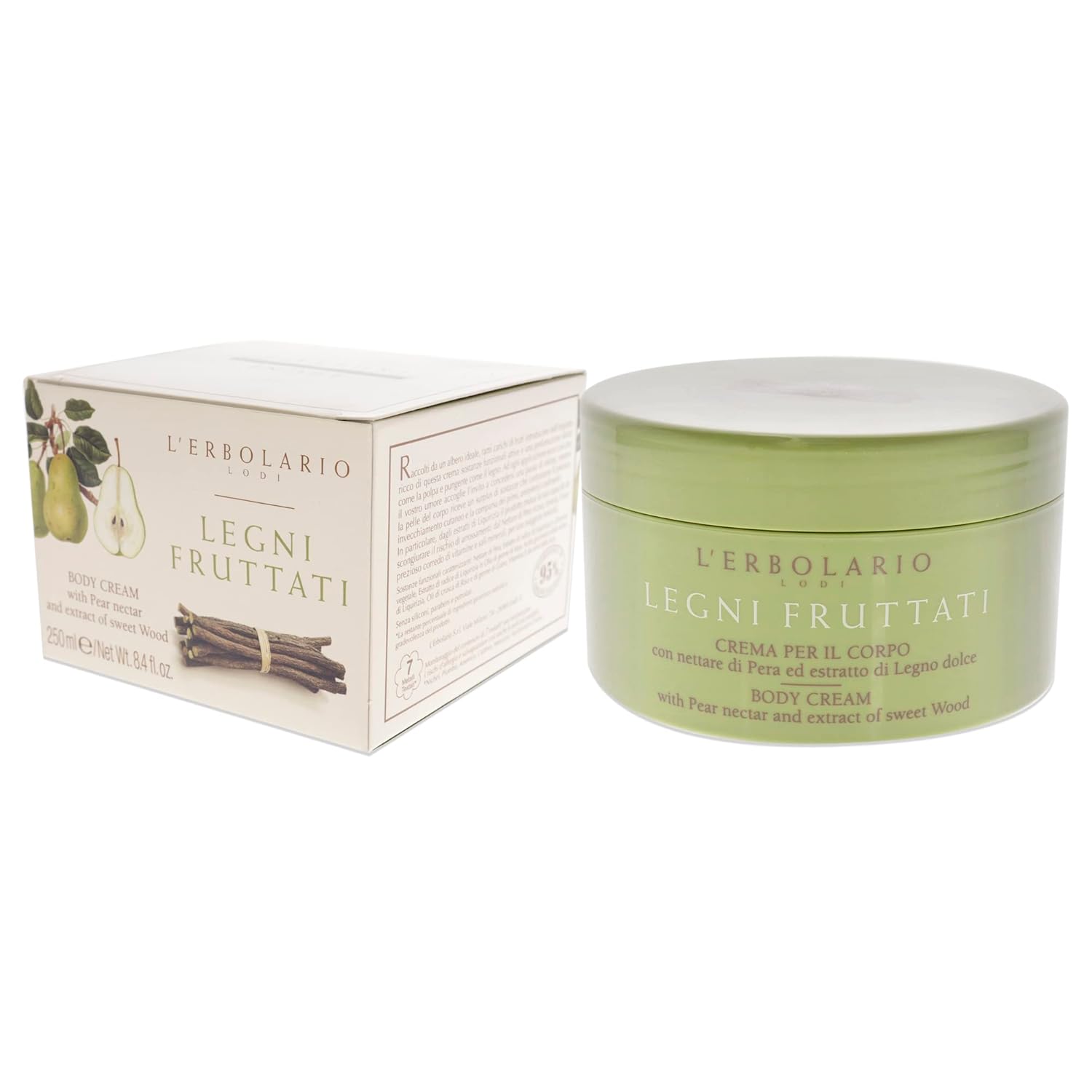 L'Erbolario Body Cream - Moisturizing Body Butter For Dry Skin - Anti-Aging, Toning Skin Care With Woody Scent - Pear Nectar And Sweet Woods - 8.4 Oz : Body Gels And Creams : Beauty & Personal Care