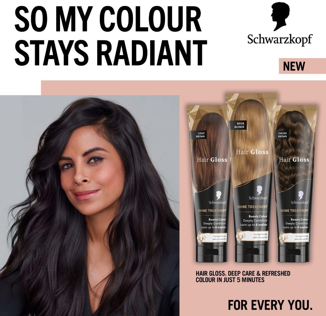Schwarzkopf Hair Gloss Shine Treatment Light Brown 150ml, Semi-Permanent Hair Dye, Temporary Hair Treatment to Condition and Colour Hair, Contains Coconut Oil, Enhances Colour and Reduces Breakage : Amazon.co.uk: Beauty