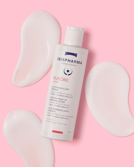 Isispharma Ruboril Cleansing Milk 250 Ml - Micellar For Sensitive And Blemished Skin - No Rinse Cleanser Face And Eyes - Makeup Remover Fragrance-Free - Glass Skin Effect - Made In France