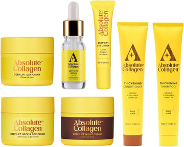 Absolute Collagen - Firmer & Fuller Travel Set β Deep Lift Skincare + Collagen Complex Haircare Minis In Luxury Travel Bag
