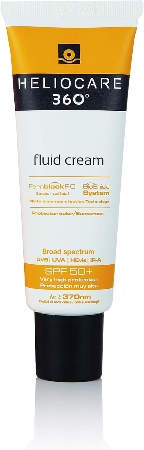 Heliocare® 360° Fluid Cream Spf50+ 50Ml / Sun Cream For Face / Daily Uva, Uvb Visible Light And Infrared-A Anti-Ageing Sunscreen Protection / Dry And Normal Skin Types / Hydrating