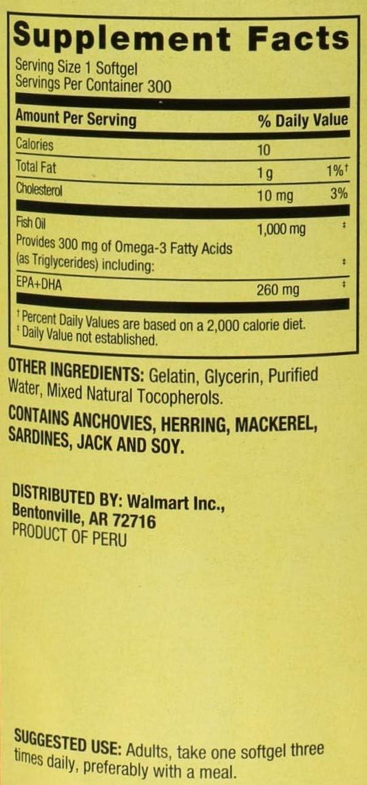 Spring Valley Fish Oil 1,000 mg, Omega-3 300 mg, Heart Health, 300 Sof