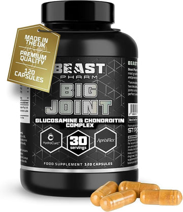 Beast | Joint Supplement | Glucosamine And Chondroitin High Strength Turmeric Curcumin Capsules With Hyaluronic Acid | 30 Servings