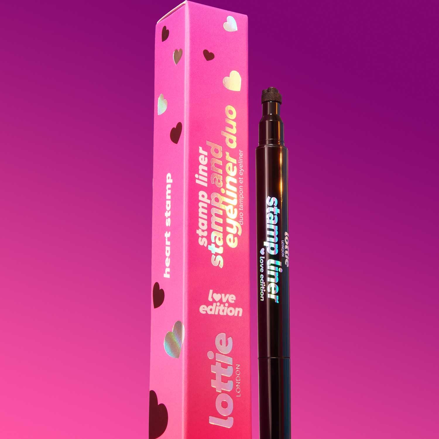 Lottie London Stamp Liner In Heart, Dual Ended Heart Shape Liner, Double Ended Black Eyeliner, Heart Stamp And Pointed End Pen For Playful & Bold Designs : Beauty & Personal Care