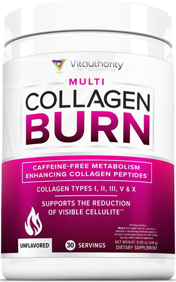 Hydrolyzed Collagen Powder For Weight Loss - Collagen Burn Ultimate Beauty Complex Multi Collagen Peptides Powder For Women With Types I Ii Iii V And X For Fat Burning Support - Unflavored
