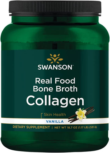 Swanson Real Food Bone Broth Collagen - Vanilla 18.7 Oz Pwdr