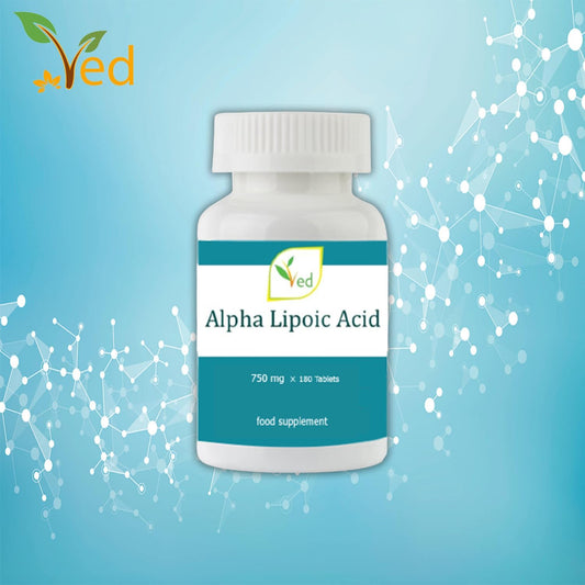 Ved Alpha Lipoic Acid | Non-Gmo, Gluten Free | Helps Maintain Blood Sugar Level | 750Mg, 180 Tablets