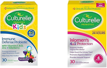 Culturelle Immune Defense Probiotic With Vitamin C, Vitamin D And Zinc + Elderberry, Non-Gmo, 4-In-1 & Women’S 4-In-1 Daily Probiotic Supplements For Women - Supports Vaginal Health