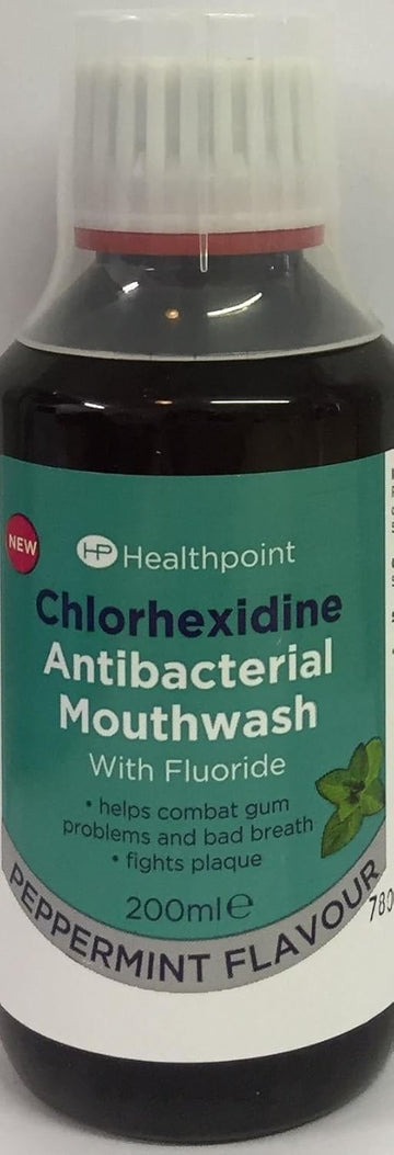 Three Packs Of Healthpoint Chlorhexidine Antibacterial Mouthwash Peppermint Flavour 200Ml