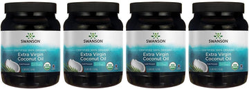 Swanson 100% Certified Organic Coconut Oil Cooking Baking Frying Beauty Efas Mcts 3 Lbs 6 Ounces (1.53 Kg) Solid Oil (4 Pack)