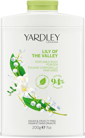 Yardley London Lily Of The Valley Perfumed Body Powder, Talcum Powder For Women To Help With Odor Control And Chafing, Lily Of The Valley Dusting Powder 200G
