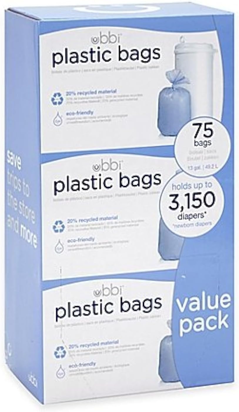 Ubbi Diaper Pail 75-Count Value Pack Plastic Bags (3 Pack)