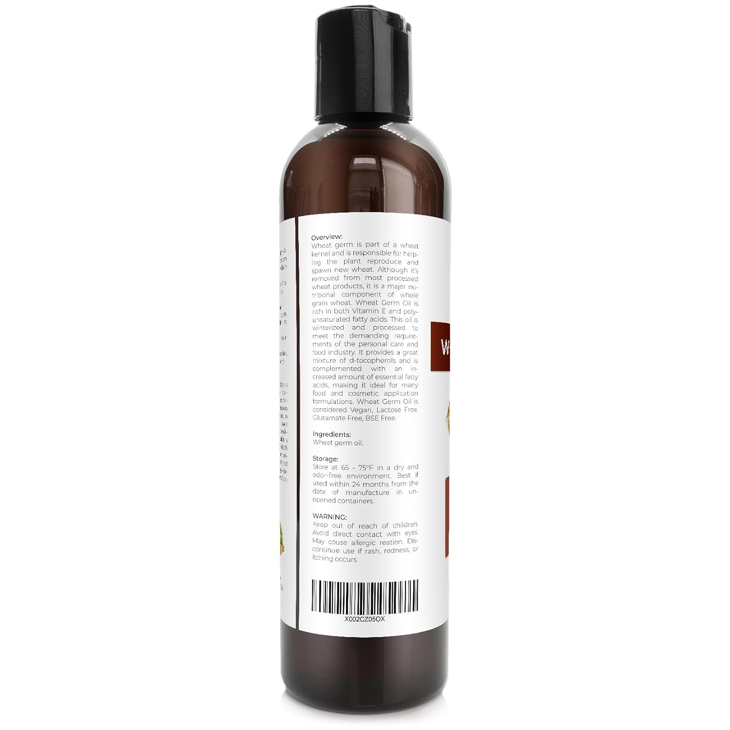 velona Wheat Germ Oil USP Grade 8 oz | Natural source of Vitamin E |100% Pure Carrier Oil | Unrefined, Winterized | Cooking, Face, Hair & Skin Care : Beauty & Personal Care