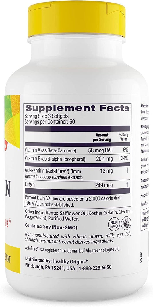 Healthy Origins Astaxanthin (Complex), 4 Mg - Supports Heart Health, Immune System & Joint Health - Gluten-Free Supplement - 150 Softgels