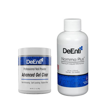 Deenti Nail Powder And Liquid Monomer Set - 2Oz Crystal Clear Acrylic Nail Powder Dip For Nails + 4Oz Nomma Plus Professional Liquid Monomer