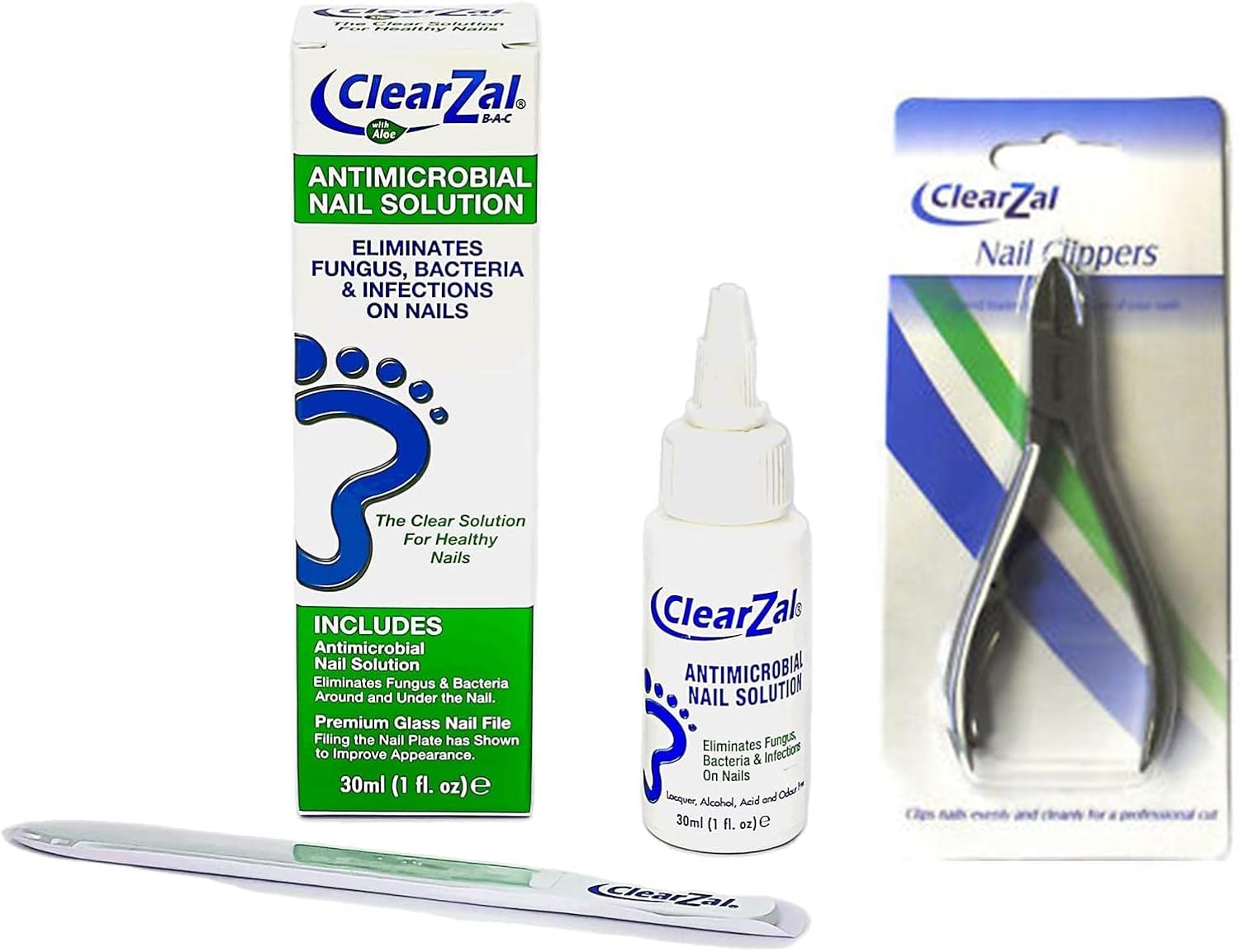 Combo Pack - ClearZal Fungal Nail Treatment | Antimicrobial Nail Solution 30ml | ClearZal Barrel Nail Clippers- Heavy Duty Professional Clippers for Thick Tough Nails : Amazon.co.uk: Beauty
