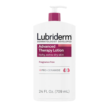 Lubriderm Advanced Therapy Fragrance Free Moisturizing Hand & Body Lotion + Pro-Ceramide, Intense Hydration For Itchy, Extra Dry, & Sensitive Skin, Non-Greasy, Hypoallergenic, 24 Fl. Oz