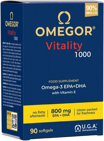 Omegor Omega 3 1000Mg Fish Oil Capsules Ifos Certified Vitality 1000 Dha Epa Omega3 Supplement - No Fishy Aftertaste, Non-Gmo (90 Softgels)