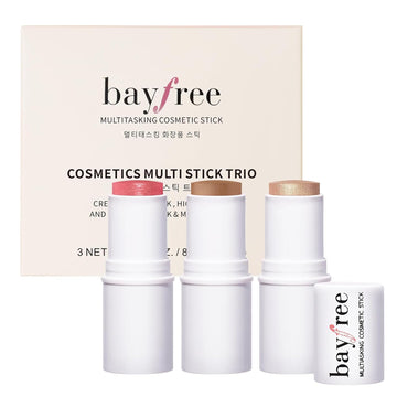 3 Pcs Makeup Cream Contour Stick Set, Highlighter Stick & Bronzer Stick & Blush Stick, Long Lasting, Natural Face Contour, Dewy & Matte Finish, Multi Stick Trio For All Skin