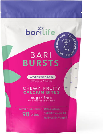 Bari Life Bariburst Calcium Citrate Soft Chews For Gastric Bypass, Gastric Sleeve And Duodenal Switch (Watermelon)