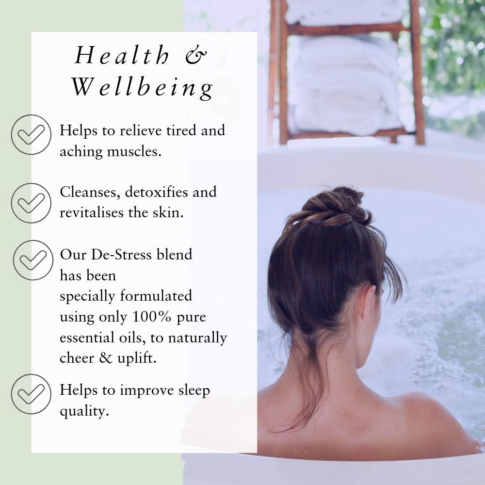 Absolute Aromas De-Stress Bath Salts 290g - Natural Pink Himalayan Salt Infused with 100% Pure Essential Oils Bergamot, Ylang Ylang, Frankincense and Jasmine Oil to Relax and Soak Tired Muscles : Amazon.co.uk: Beauty