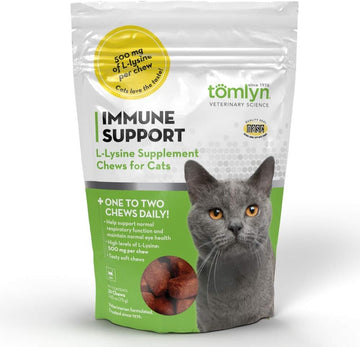 Tomlyn Immune Support Daily L-Lysine Supplement, Fish-Flavored Lysine Chews For Cats And Kittens, 30Ct